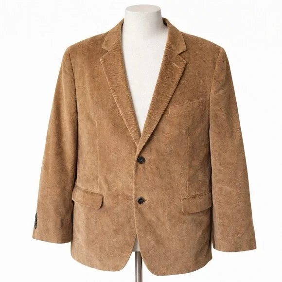 Mens Saddlebred 44S Brown Corduroy Blazer Sport Coat Cotton 2 Button Preppy - Picture 1 of 14